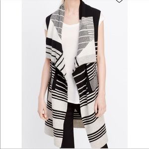 Vince black and white striped wool cashmere vest